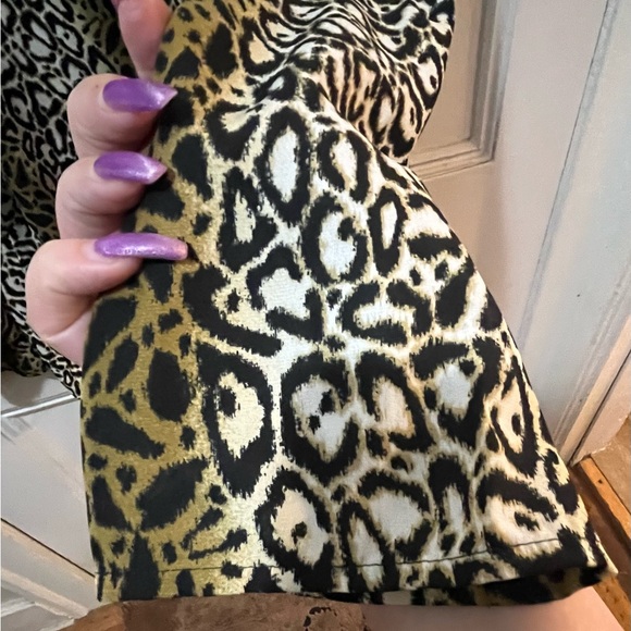 Violet & Claire Black Brown Cream Animal Print Shift Shirt XL - Picture 6 of 10